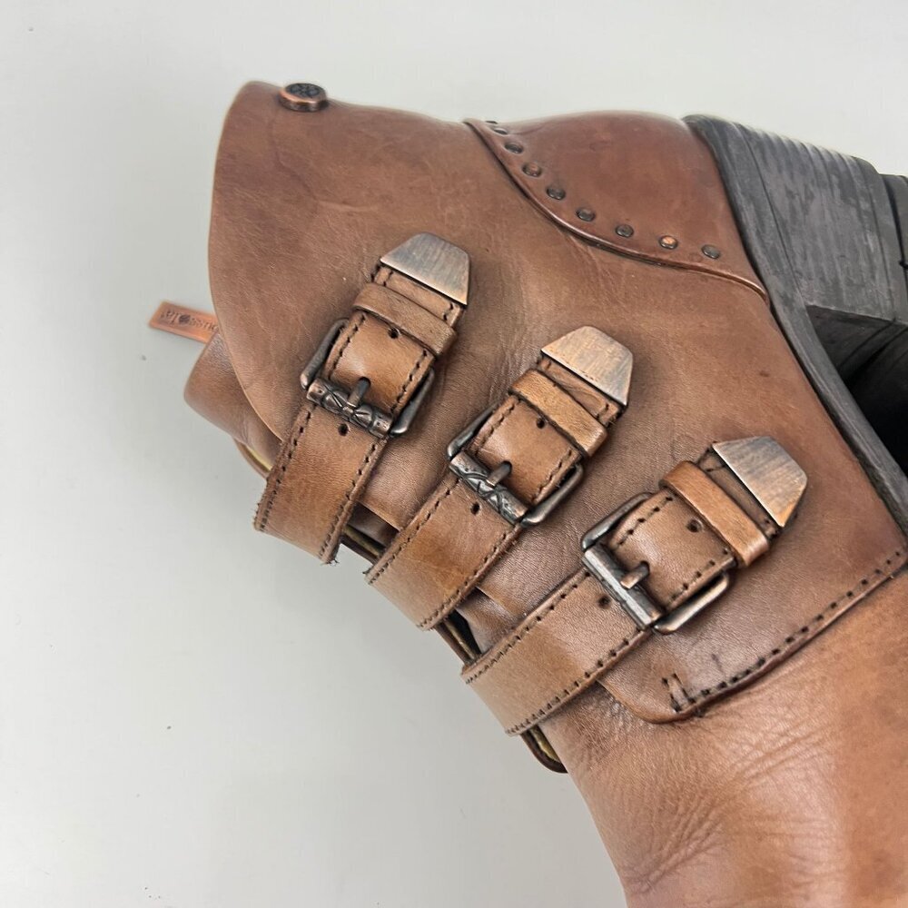 Bussola Ankle Boots 3 Strap Booties Antique Brown Size 39 8/8.5 M - Picture 9 of 16